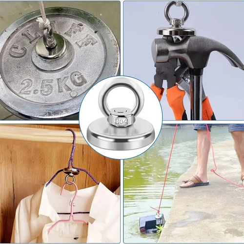 Kit De Ímã De Pesca Poderoso D48 75 Kg Com Corda De 20 M