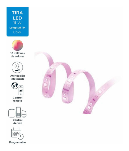 Imagen 2 de 6 de Wiz Cinta Led Extensión Inteligente Color 1mt 20w Wi-fi