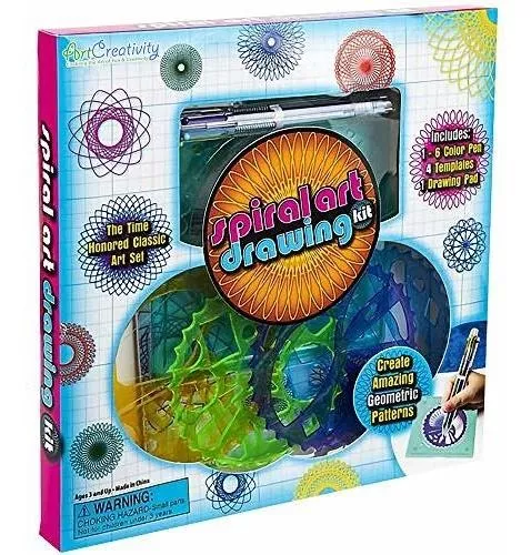 ArtCreativity Spiral Drawing Art Set for Kids - 7 Piece Kit - Includes 6-in-1 Color Pen, Drawing Templates and Sketching Pad - Unique Arts and Craft