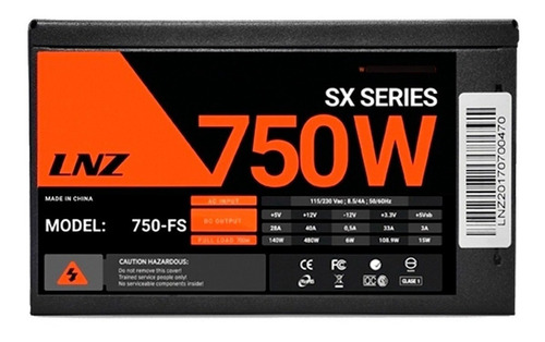 Imagen 3 de 8 de Fuente Lnz Zx750-ls 750w Gamer Led Rojo