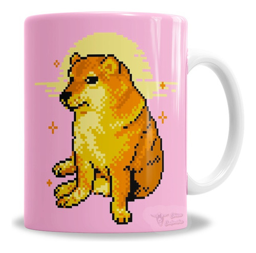 Taza De Cerámica Memes Cheems Perrito Pixel - En Caja