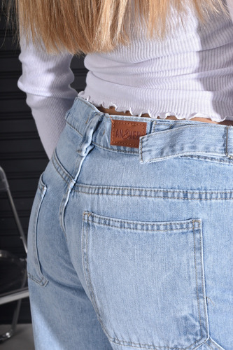 Pantalón Mujer Anyver Jeans Baggy Denim Cinturón Ajustable