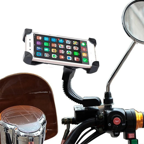 Imagen 5 de 5 de Soporte Celular Moto Scooter Agarre Del Espejo Regulable