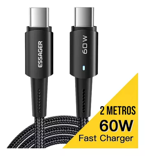 ESSAGER Cable Carga Rápida De 2 Metros Reforzado Para iPhone iPad ESSAGER