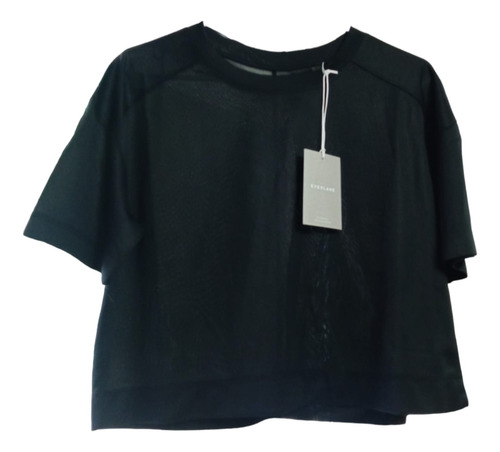 Everlane Crop Top Deportivo Perfom Negro Tela Transpirable