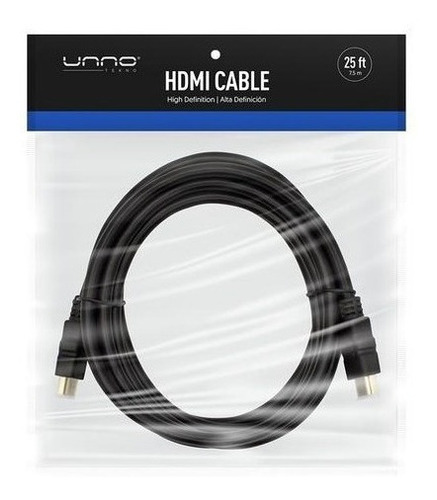 Imagen 2 de 3 de Cable Hdmi A Hdmi 7.5m Unno Tekno Conector Metal