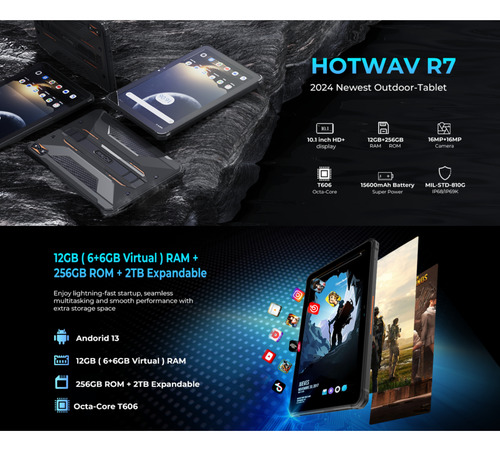 Hotwav R7 - Tablet 4g Lte Rugged Resistente Uso Rudo