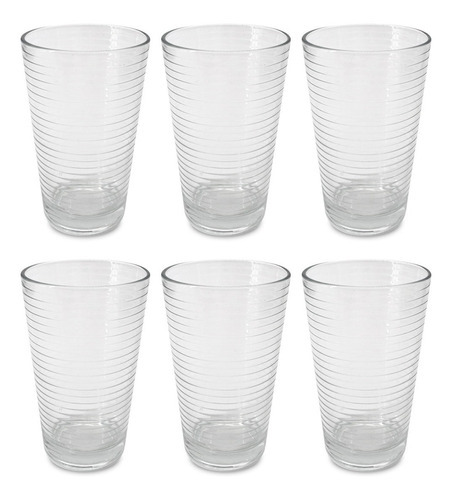 Set X 6 Vasos De Vidrio Transparente Uptown Alto 415 Ml