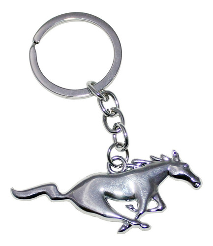 Imagen 4 de 6 de Hermoso Llavero Ford Mustang En Metal Caballo Color Plateado