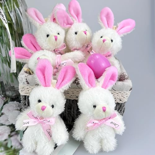 12 Pcs Conejo Peluche Pequeño Blanco, 5 Pulgadas Lindos Min