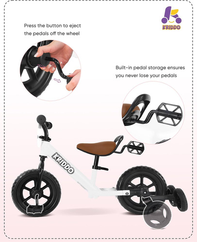 Triciclo Y Bicicleta Balance 2 En 1 Para Niños De 1 A 4 Años