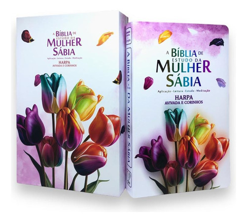 Box Bíblia De Estudo Da Mulher Sábia + Livro Mulheres Da Bíblia - Tulipas Aquarela