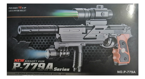 Pistola Tira Balines +silenciador+linterna+laser+1000balines