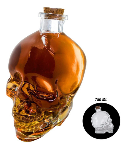 Garrafa Caveira Vidro 750ml C/tampa Whisky Licor Bebidas