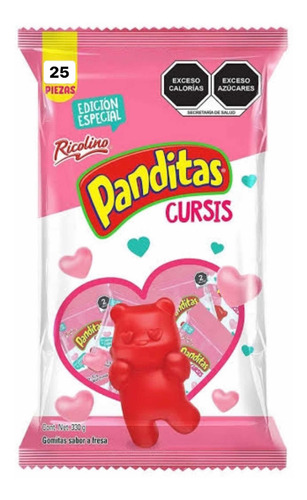 Panditas Cursis Ricolino Sabor Fresa Cont. 25 Piezas