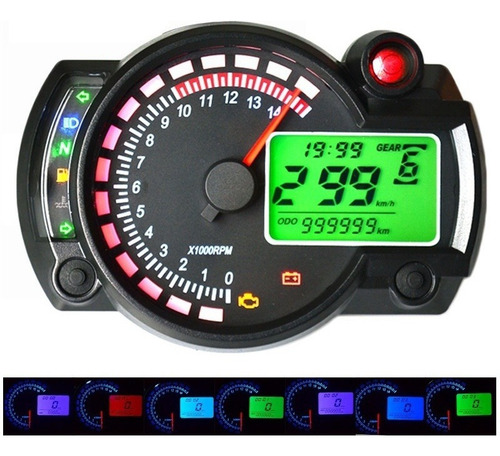Hx Motocicleta Digital Lcd Odómetro Velocímetro 7 Colores