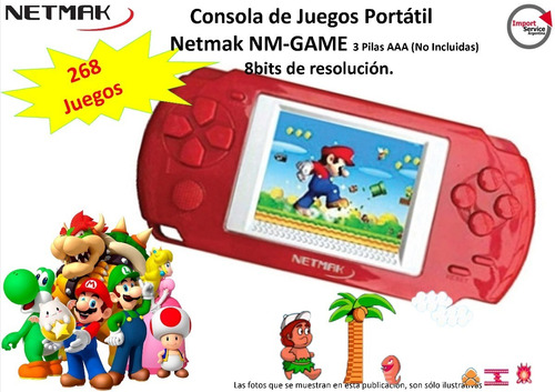 Consola De Juegos Portatil Netmak Nm-game 8bits 268 Juegos