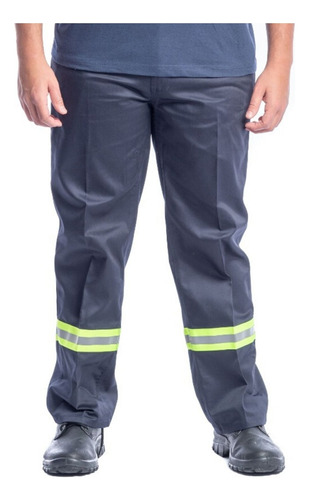 Pantalón De Trabajo Brin Heavy 300g Con Reflectivo