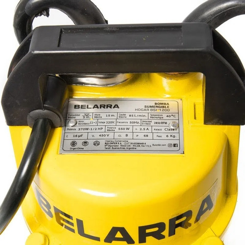 Imagen 6 de 10 de Bomba Sumergible 3/4 Hp 550 W Belarra Bsh1900