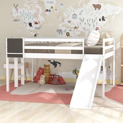 Lostcat Cama Alta De Tamaño Matrimonial Con Tobogán Cama Blanco Nombre Del Diseño