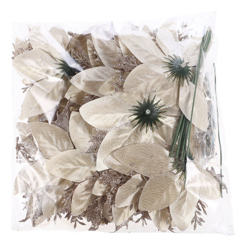 12 Unidades De Flores De Pascua Artificiales Con Purpurina N