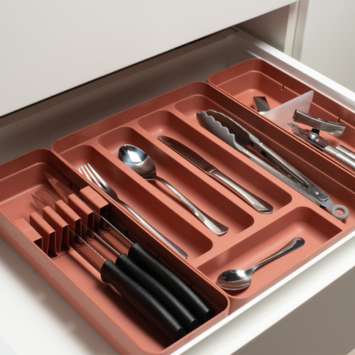 Kit Porta Talheres Organizador Cozinha Porta Facas Gaveta Cor Neutro