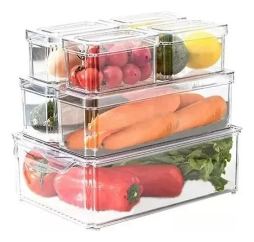  Set 7 Contenedores Con Tapa Organizador Refrigerador Cocina