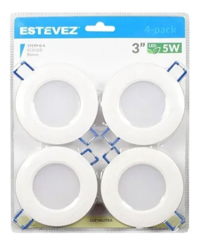 Luminario Para Empotrar De 3 Ecoled 5w 4-pack Color Blanco