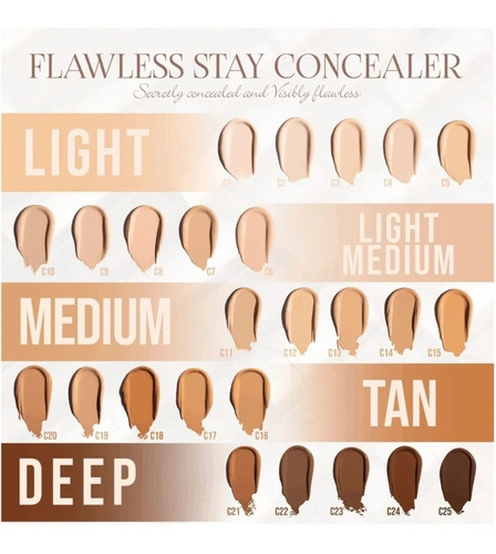 Tonos De Corrector Beauty Creations Flawless Alta Cobertura Tono C25