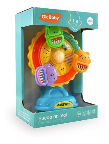 Imagen 2 de 5 de Rueda Animal Juguete Bebe Con Luz Y Sonido Ok Baby Okbb0139