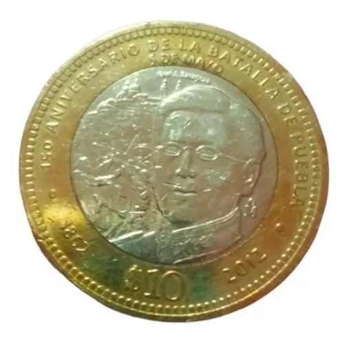 Moneda Conmemorativa De 10 Pesos De La Batalla De Puebla