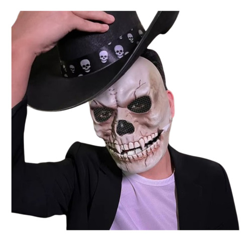Mascara Casco De Calavera Muerte Con Colmillos Halloween