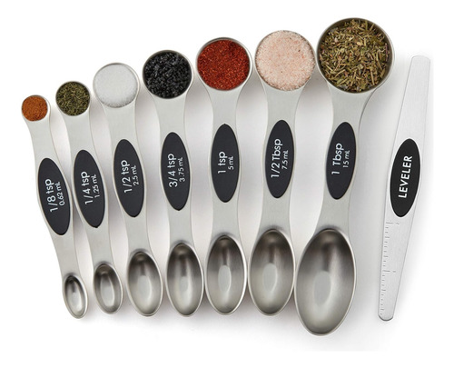 Juego De Tazas Medidoras De Acero Inoxidable Y Cucharas Medi