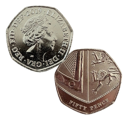Moeda Oficial Inglaterra 50 Pence -parte Do Escudo Britânico