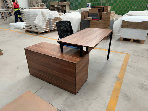 Escritorio En L De 140 X120 X 75 Modelo Lübeck Afa Muebles Color Nogal