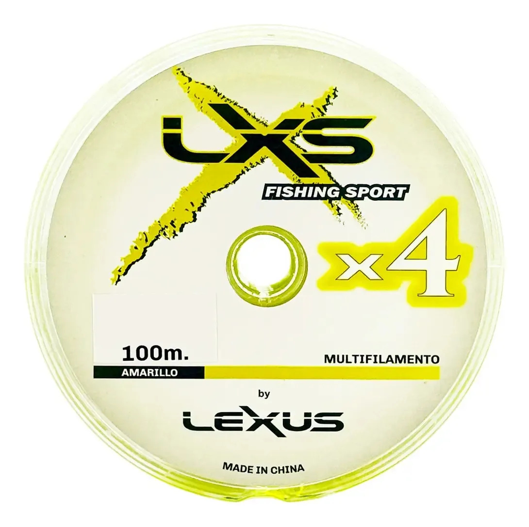 Multifilamento Lxs Pesca Bobina 100m 4x Hebras Todas Medidas Color Amarillo 0.20 Mm