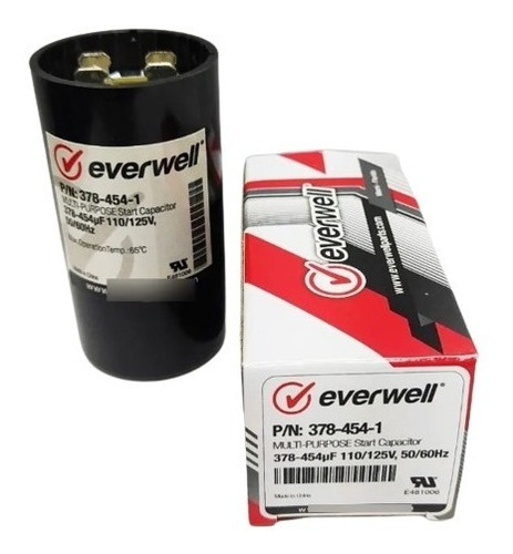 Imagen 1 de 2 de Capacitor De Arranque 378-454 Mfd 110/125v Everwell Tienda