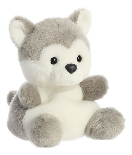Peluche Aurora® Palm Pals Busky Husky Perrito Adorable 12 Cm Gris