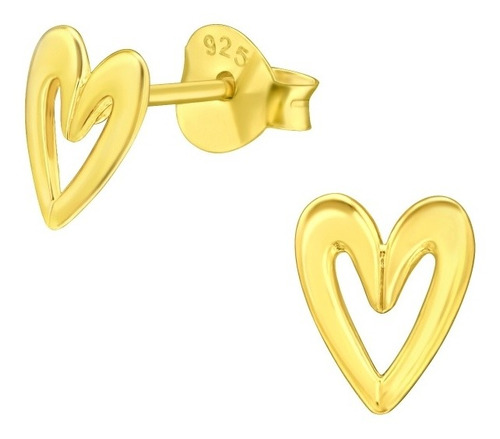 Aros Corazón Dorado Plata 925 Bañada Oro Zarcillos Aretes