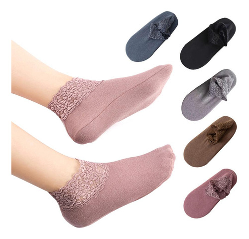 5 Pares De Calcetines Tobilleros Para Mujer, De Invierno, De