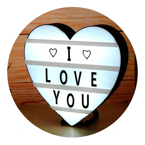 Cartel Led Pizarra Luminosa Light Box Heart 22x21.5 Pilas Usb