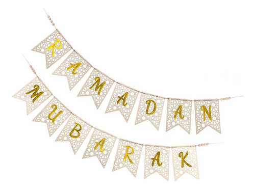 Ramadan Banner Pull Flag Decoraciones Musulmanas Props Oro