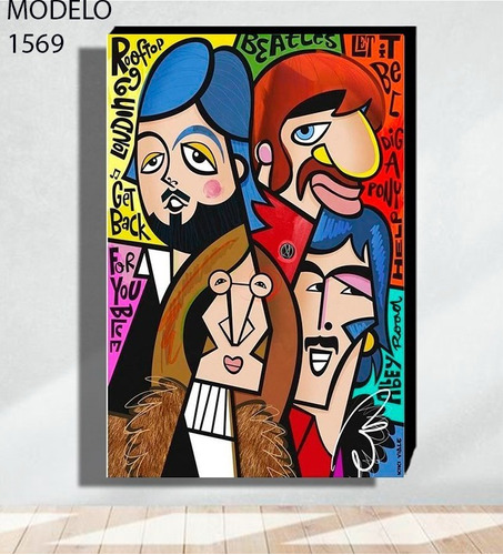 Cuadro Decorativo The Beatles Rock Musica Textura Canva 1569