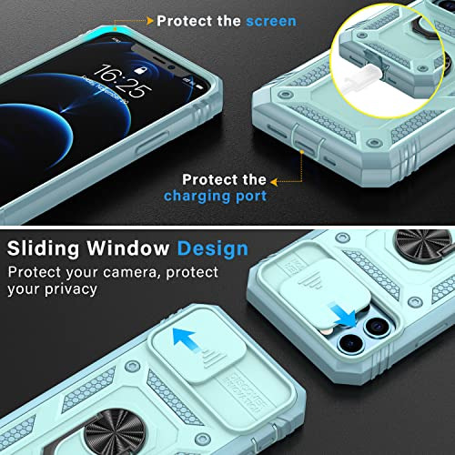Funda Con Base Para iPhone 12 Pro Max Gris Verde Dual Layer