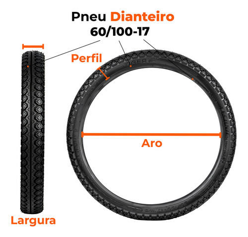 Pneu Dianteiro Biz 100/ 110/ 125 60-100-17 Tiger Technic