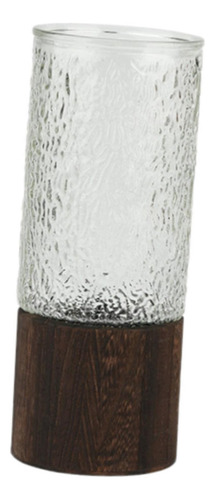 Jarrón De Vidrio Con Base De Madera Elegante Jarrón