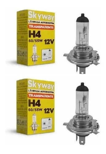  Par Lâmpada H4 Skyway 12v 60/55w - Farol Alto E Baixo