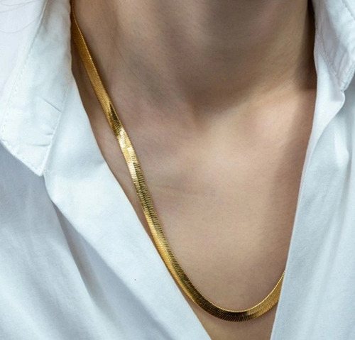Collar Plano Chapado En Oro De 18k