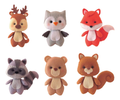 Kit 10 Bichinhos Bosque 15 Cm Feltro Decorativo.