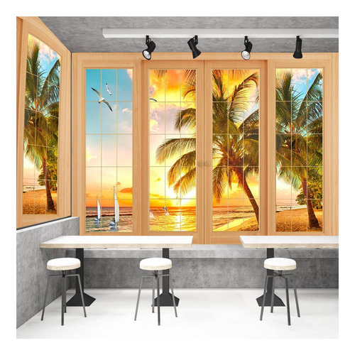 Fendrom Tapiz De Playa Beach Tropical Island Palm Tree Seas